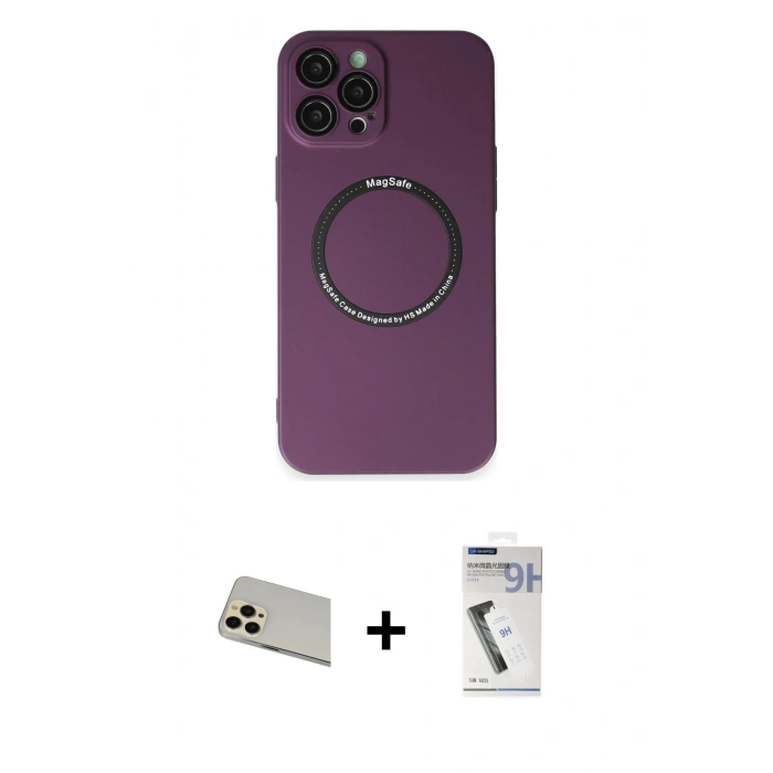 MARSİLYAN™- iPhone 12 Pro Kılıf Zirve Klasik Prime - Şeffaf Uv Polymer Nano Ekran Koruyucu + Rainbow Kamera Lens Koruma Cam - GD