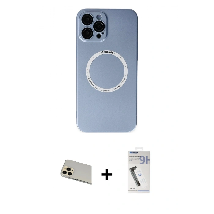 MARSİLYAN™- iPhone 12 Pro Kılıf Zirve Klasik Prime - Şeffaf Uv Polymer Nano Ekran Koruyucu + Rainbow Kamera Lens Koruma Cam - GD
