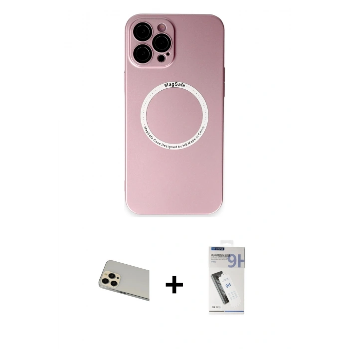 MARSİLYAN™- iPhone 12 Pro Kılıf Zirve Klasik Prime - Şeffaf Uv Polymer Nano Ekran Koruyucu + Rainbow Kamera Lens Koruma Cam - GD