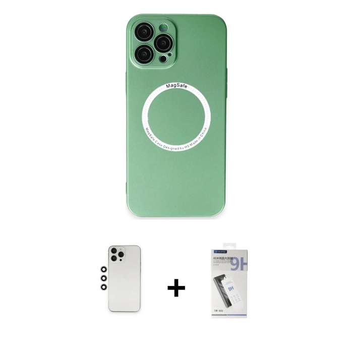 MARSİLYAN™- iPhone 12 Pro Kılıf Zirve Klasik Prime - Şeffaf Uv Polymer Nano Ekran Koruyucu + Shine Kamera Lens - GS