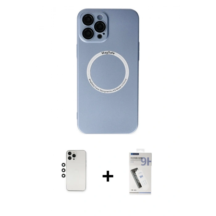 MARSİLYAN™- iPhone 12 Pro Kılıf Zirve Klasik Prime - Şeffaf Uv Polymer Nano Ekran Koruyucu + Shine Kamera Lens - GS