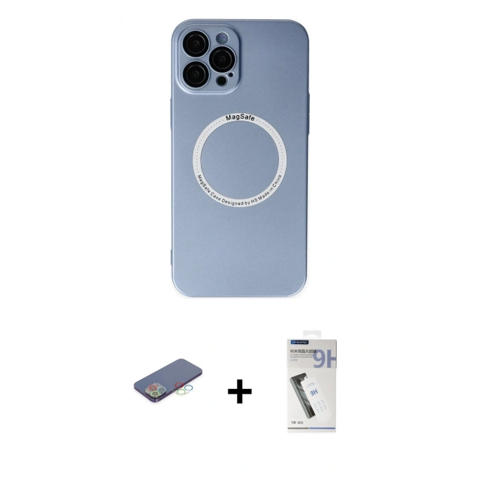 MARSİLYAN™- iPhone 12 Pro Kılıf Zirve Klasik Prime - Şeffaf Uv Polymer Nano Ekran Koruyucu + Renkli Kamera Lens Koruma Cam - MI