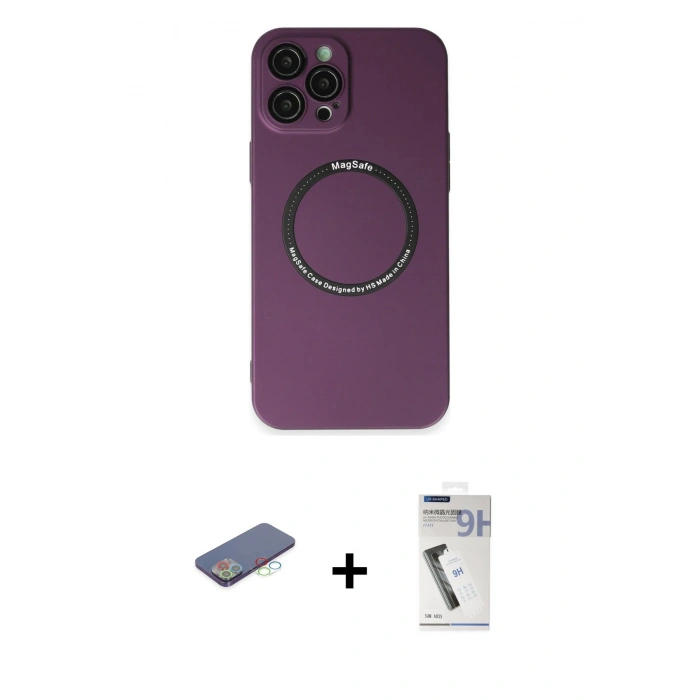 MARSİLYAN™- iPhone 12 Pro Kılıf Zirve Klasik Prime - Şeffaf Uv Polymer Nano Ekran Koruyucu + Renkli Kamera Lens Koruma Cam - MI