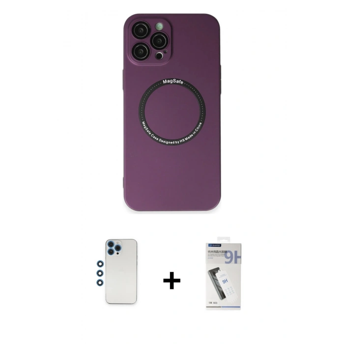 MARSİLYAN™- iPhone 12 Pro Kılıf Zirve Klasik Prime - Şeffaf Uv Polymer Nano Ekran Koruyucu + Shine Kamera Lens - MI