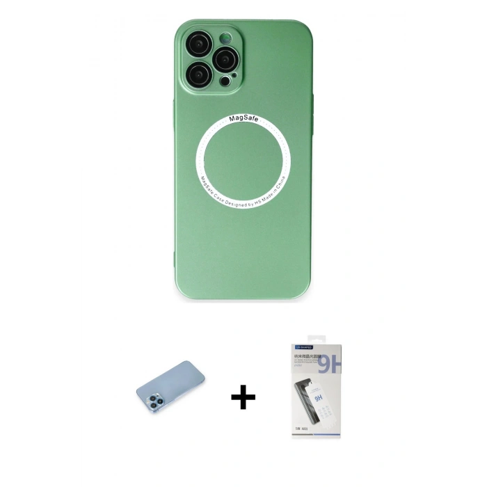 MARSİLYAN™- iPhone 12 Pro Kılıf Zirve Klasik Prime - Şeffaf Uv Polymer Nano Ekran Koruyucu + Shine Kamera Lens Koruma Cam - MI