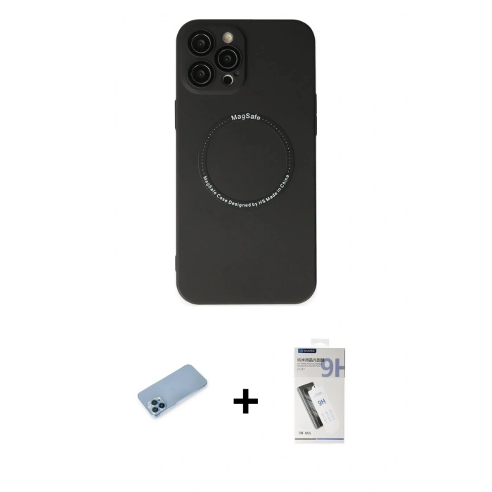 MARSİLYAN™- iPhone 12 Pro Kılıf Zirve Klasik Prime - Şeffaf Uv Polymer Nano Ekran Koruyucu + Shine Kamera Lens Koruma Cam - MI