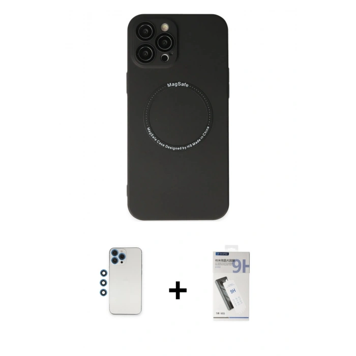 MARSİLYAN™- iPhone 12 Pro Kılıf Zirve Klasik Prime - Şeffaf Uv Polymer Nano Ekran Koruyucu + Shine Kamera Lens - MI