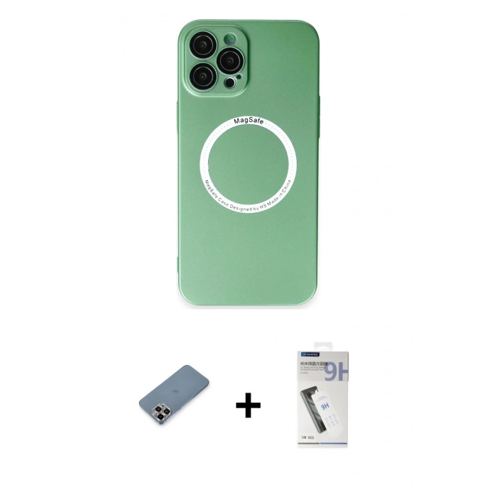 MARSİLYAN™- iPhone 12 Pro Kılıf Zirve Klasik Prime - Şeffaf Uv Polymer Nano Ekran Koruyucu + Metal Kamera Lens Koruma Cam - MR