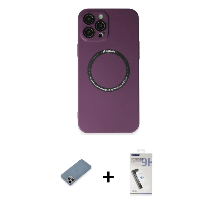 MARSİLYAN™- iPhone 12 Pro Kılıf Zirve Klasik Prime - Şeffaf Uv Polymer Nano Ekran Koruyucu + Metal Kamera Lens Koruma Cam - MR