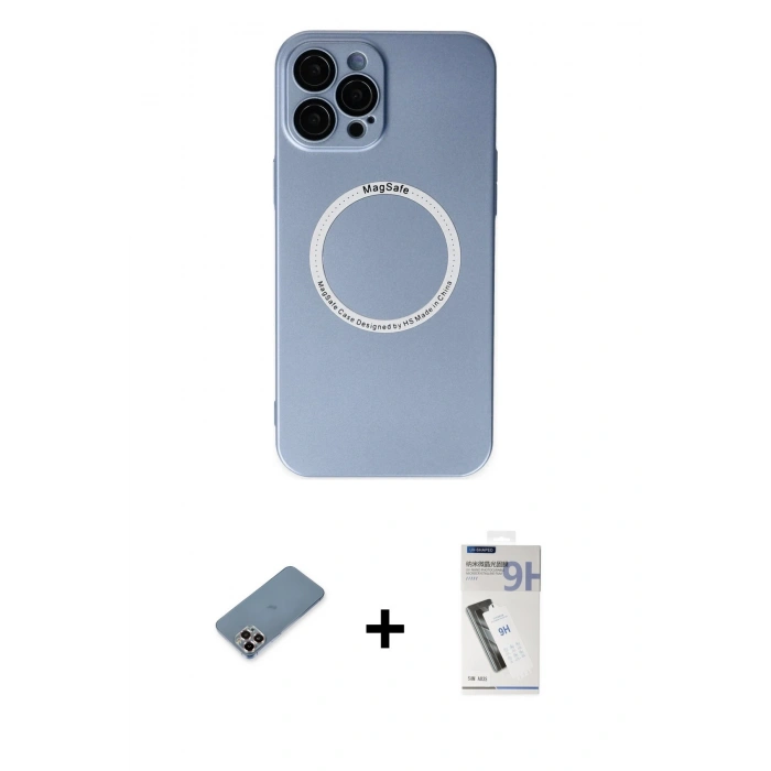 MARSİLYAN™- iPhone 12 Pro Kılıf Zirve Klasik Prime - Şeffaf Uv Polymer Nano Ekran Koruyucu + Metal Kamera Lens Koruma Cam - MR