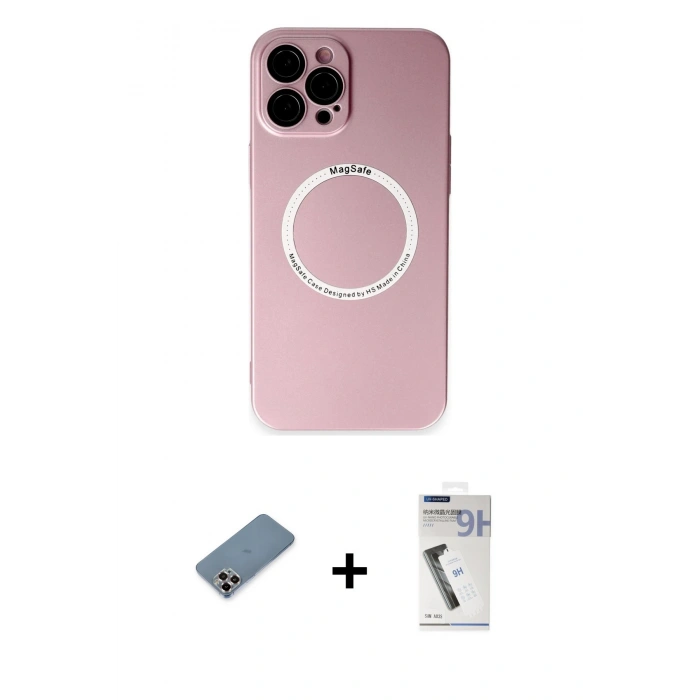 MARSİLYAN™- iPhone 12 Pro Kılıf Zirve Klasik Prime - Şeffaf Uv Polymer Nano Ekran Koruyucu + Metal Kamera Lens Koruma Cam - MR