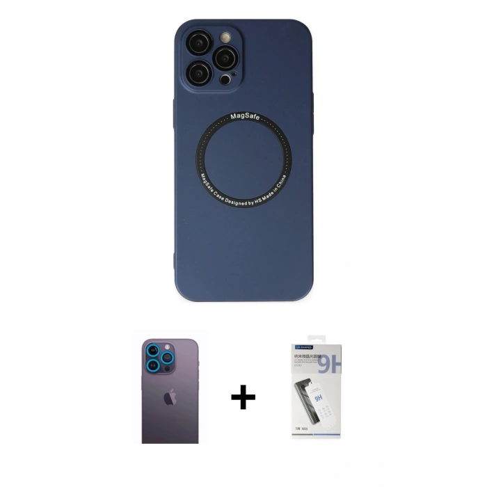 MARSİLYAN™- iPhone 12 Pro Kılıf Zirve Klasik Prime - Şeffaf Uv Polymer Nano Ekran Koruyucu + Neon Fosforlu Kamera Lens - MI