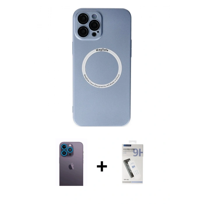 MARSİLYAN™- iPhone 12 Pro Kılıf Zirve Klasik Prime - Şeffaf Uv Polymer Nano Ekran Koruyucu + Neon Fosforlu Kamera Lens - MI
