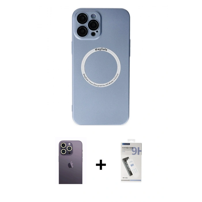MARSİLYAN™- iPhone 12 Pro Kılıf Zirve Klasik Prime - Şeffaf Uv Polymer Nano Ekran Koruyucu + Neon Fosforlu Kamera Lens - BZ