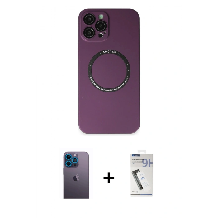MARSİLYAN™- iPhone 12 Pro Kılıf Zirve Klasik Prime - Şeffaf Uv Polymer Nano Ekran Koruyucu + Neon Fosforlu Kamera Lens - MI
