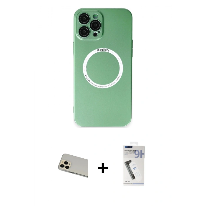 MARSİLYAN™- iPhone 12 Pro Kılıf Zirve Klasik Prime - Şeffaf Uv Polymer Nano Ekran Koruyucu + Rainbow Kamera Lens Koruma Cam - GD
