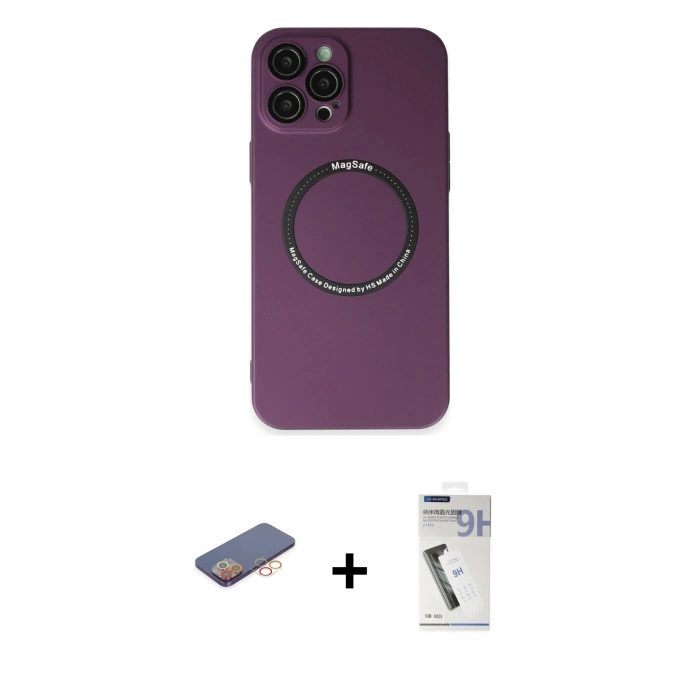 MARSİLYAN™- iPhone 12 Pro Kılıf Zirve Klasik Prime - Şeffaf Uv Polymer Nano Ekran Koruyucu + Renkli Kamera Lens Koruma Cam - TU