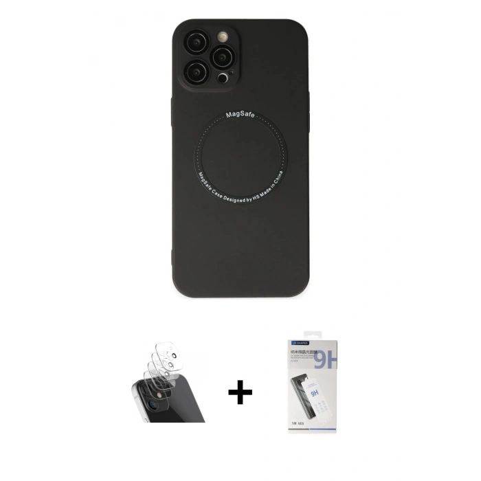 MARSİLYAN™- iPhone 12 Pro Kılıf Zirve Klasik Prime - Şeffaf Uv Polymer Nano Ekran Koruyucu + Kamera Lens Koruma Cam - SF