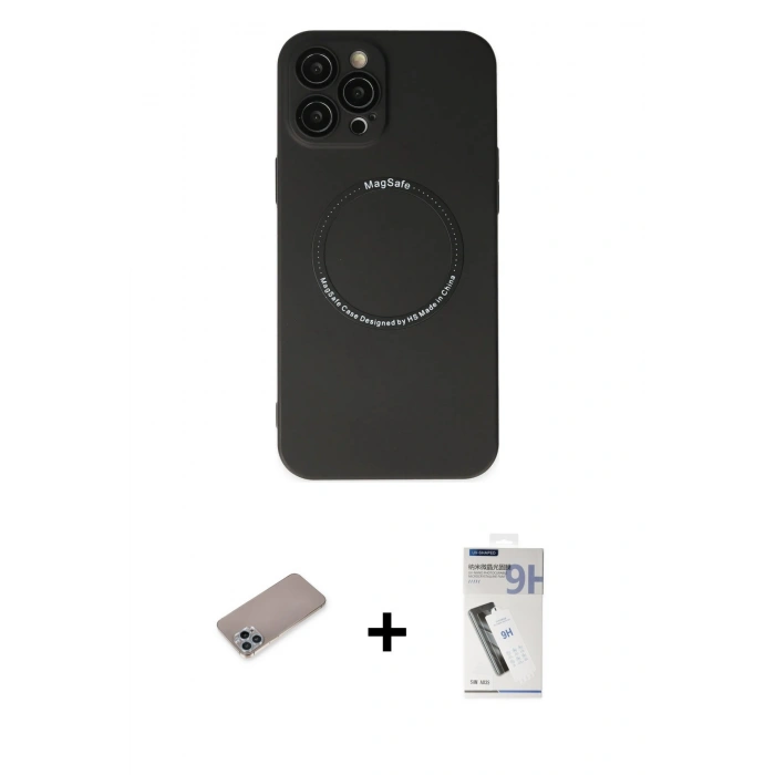 MARSİLYAN™- iPhone 12 Pro Kılıf Zirve Klasik Prime - Şeffaf Uv Polymer Nano Ekran Koruyucu + Shine Kamera Lens Koruma Cam - SABE