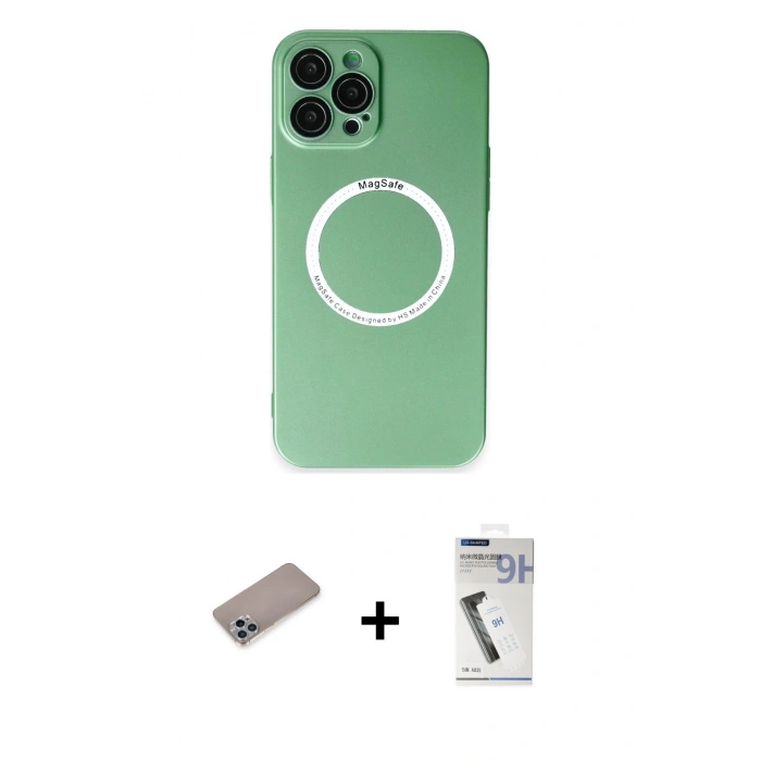 MARSİLYAN™- iPhone 12 Pro Kılıf Zirve Klasik Prime - Şeffaf Uv Polymer Nano Ekran Koruyucu + Shine Kamera Lens Koruma Cam - SABE