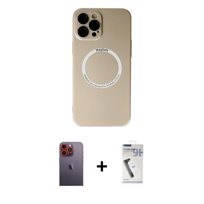 MARSİLYAN™- iPhone 12 Pro Kılıf Zirve Klasik Prime - Şeffaf Uv Polymer Nano Ekran Koruyucu + Neon Fosforlu Kamera Lens - TU