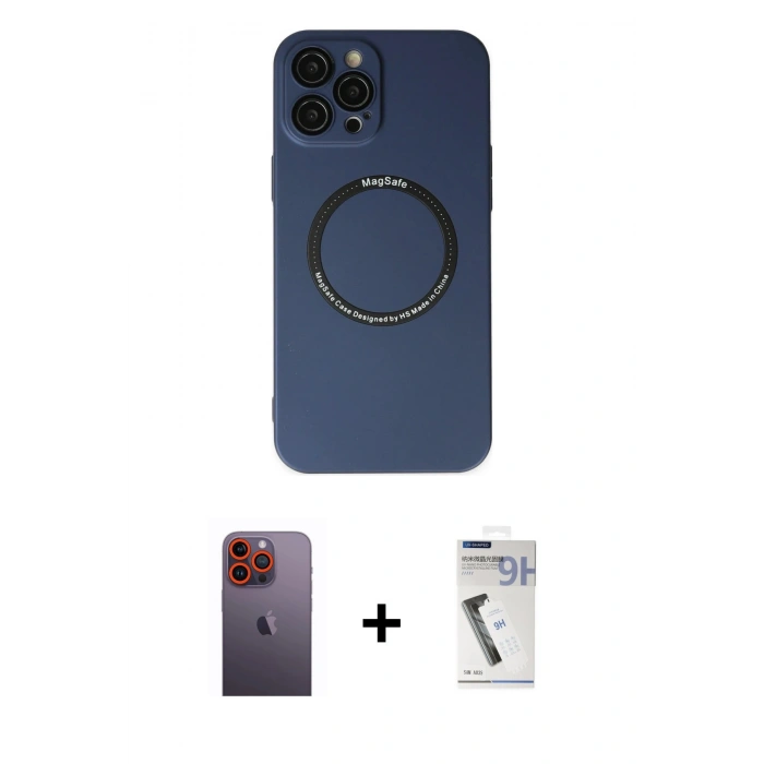 MARSİLYAN™- iPhone 12 Pro Kılıf Zirve Klasik Prime - Şeffaf Uv Polymer Nano Ekran Koruyucu + Neon Fosforlu Kamera Lens - TU