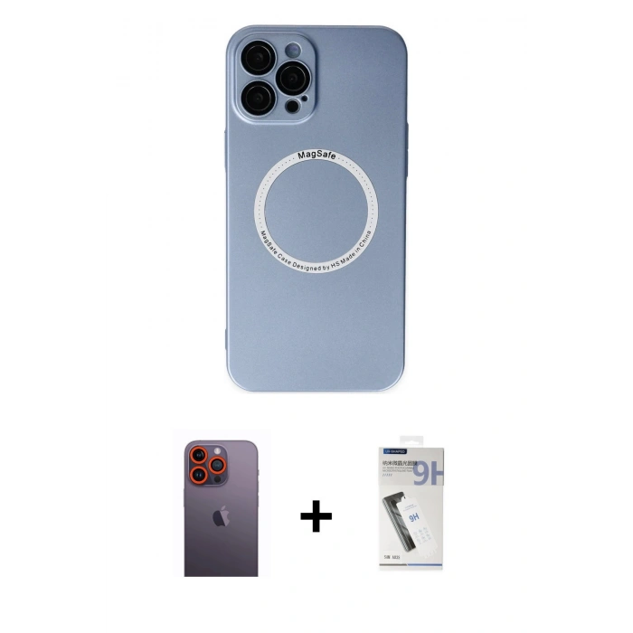 MARSİLYAN™- iPhone 12 Pro Kılıf Zirve Klasik Prime - Şeffaf Uv Polymer Nano Ekran Koruyucu + Neon Fosforlu Kamera Lens - TU