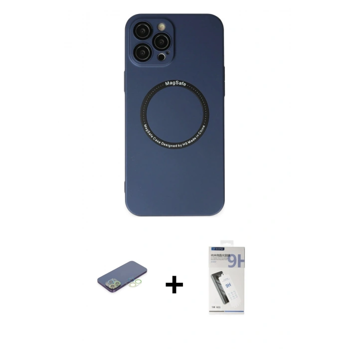 MARSİLYAN™- iPhone 12 Pro Kılıf Zirve Klasik Prime - Şeffaf Uv Polymer Nano Ekran Koruyucu + Renkli Kamera Lens Koruma Cam - YL