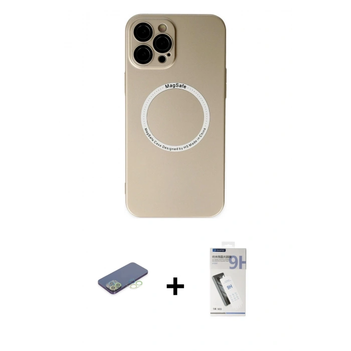 MARSİLYAN™- iPhone 12 Pro Kılıf Zirve Klasik Prime - Şeffaf Uv Polymer Nano Ekran Koruyucu + Renkli Kamera Lens Koruma Cam - YL