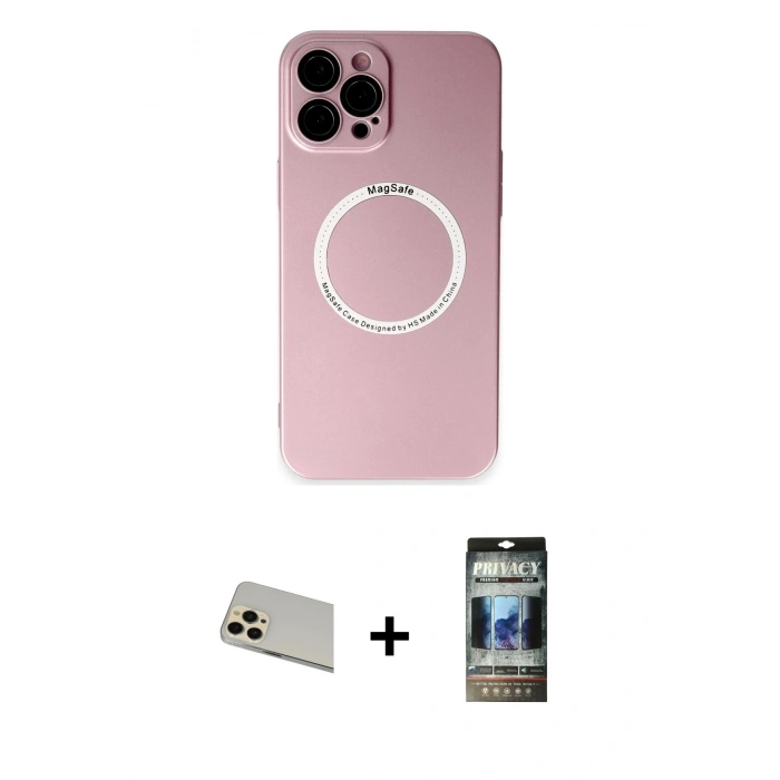 MARSİLYAN™- iPhone 12 Pro Kılıf Zirve Klasik Prime - Siyah 34D Hayalet Izgaralı Cam + Rainbow Kamera Lens Koruma Cam - GD