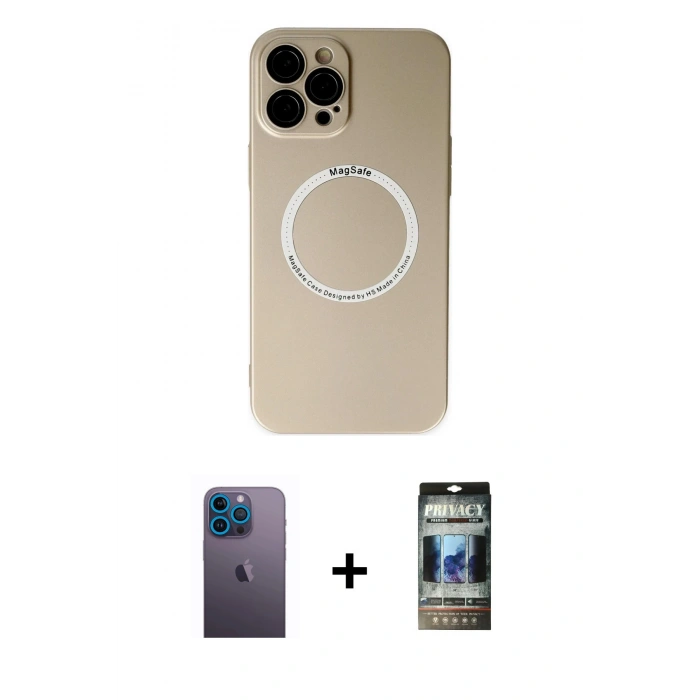 MARSİLYAN™- iPhone 12 Pro Kılıf Zirve Klasik Prime - Siyah 34D Hayalet Izgaralı Cam + Neon Fosforlu Kamera Lens - MI