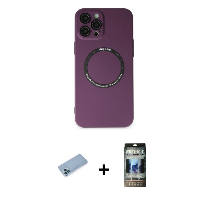 MARSİLYAN™- iPhone 12 Pro Kılıf Zirve Klasik Prime - Siyah 34D Hayalet Izgaralı Cam + Shine Kamera Lens Koruma Cam - MI