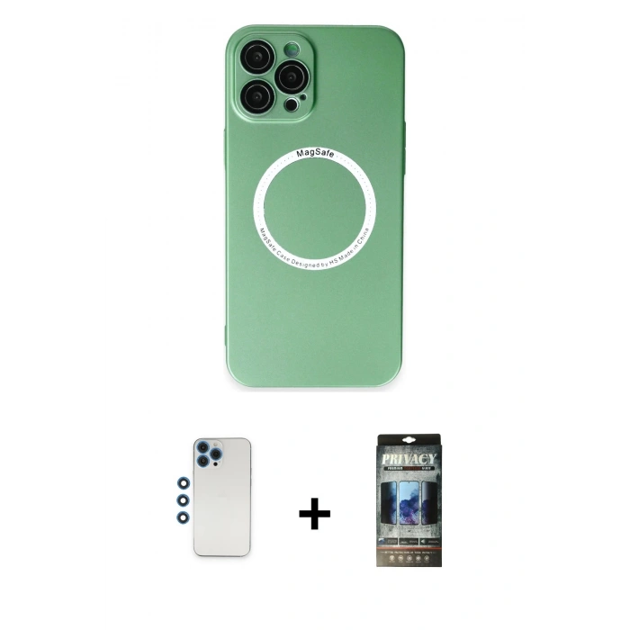 MARSİLYAN™- iPhone 12 Pro Kılıf Zirve Klasik Prime - Siyah 34D Hayalet Izgaralı Cam + Shine Kamera Lens - MI