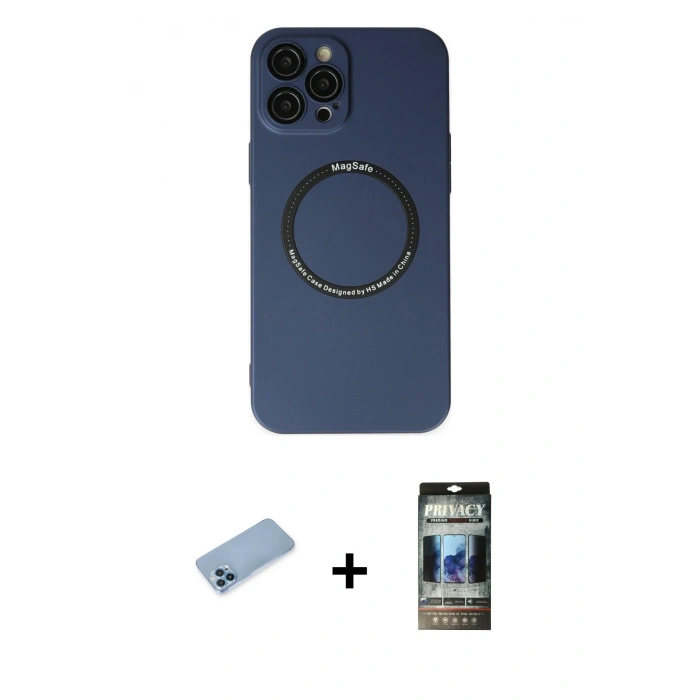 MARSİLYAN™- iPhone 12 Pro Kılıf Zirve Klasik Prime - Siyah 34D Hayalet Izgaralı Cam + Shine Kamera Lens Koruma Cam - MI