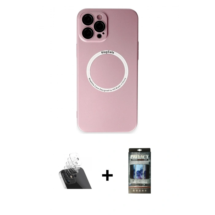 MARSİLYAN™- iPhone 12 Pro Kılıf Zirve Klasik Prime - Siyah 34D Hayalet Izgaralı Cam + Kamera Lens Koruma Cam - SF
