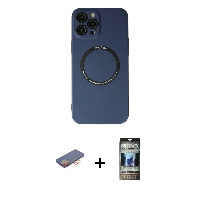 MARSİLYAN™- iPhone 12 Pro Kılıf Zirve Klasik Prime - Siyah 34D Hayalet Izgaralı Cam + Renkli Kamera Lens Koruma Cam - TU