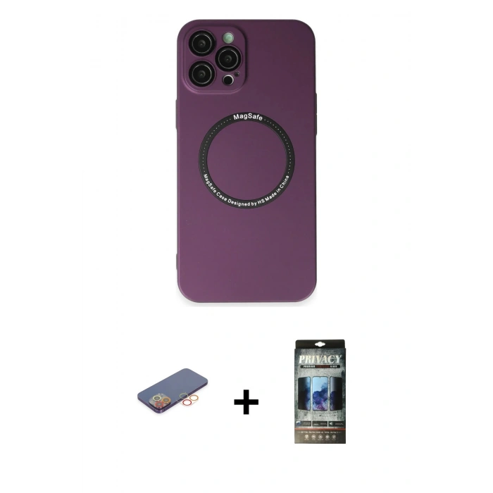 MARSİLYAN™- iPhone 12 Pro Kılıf Zirve Klasik Prime - Siyah 34D Hayalet Izgaralı Cam + Renkli Kamera Lens Koruma Cam - TU