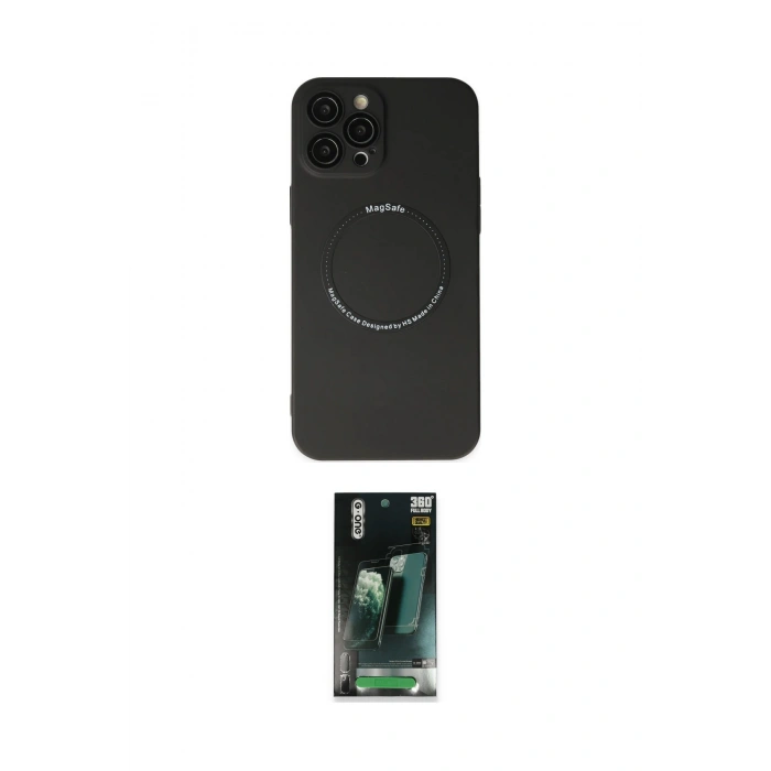 MARSİLYAN™- iPhone 12 Pro Kılıf Zirve Klasik Prime - Siyah 360 Mat Full Body Arka Koruyucu