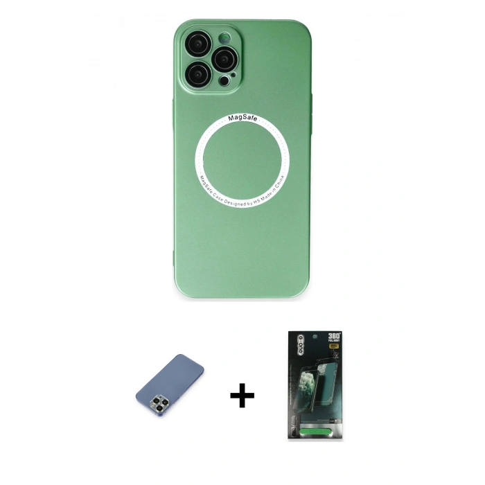 MARSİLYAN™- iPhone 12 Pro Kılıf Zirve Klasik Prime - Siyah 360 Mat Full Body Arka Koruyucu + Metal Kamera Lens Koruma Cam - AKYL