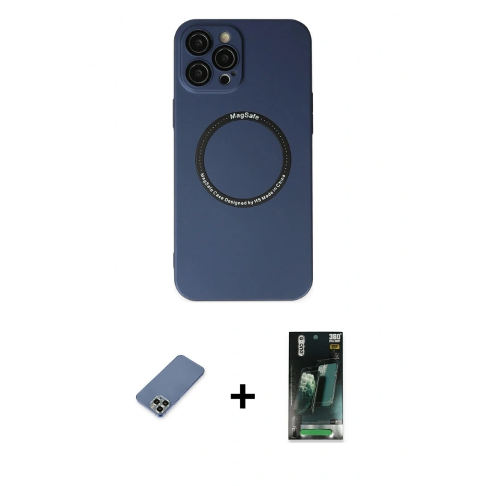 MARSİLYAN™- iPhone 12 Pro Kılıf Zirve Klasik Prime - Siyah 360 Mat Full Body Arka Koruyucu + Metal Kamera Lens Koruma Cam - AKYL