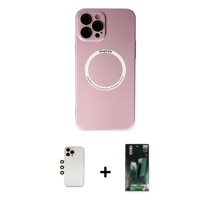 MARSİLYAN™- iPhone 12 Pro Kılıf Zirve Klasik Prime - Siyah 360 Mat Full Body Arka Koruyucu + Shine Kamera Lens - GD