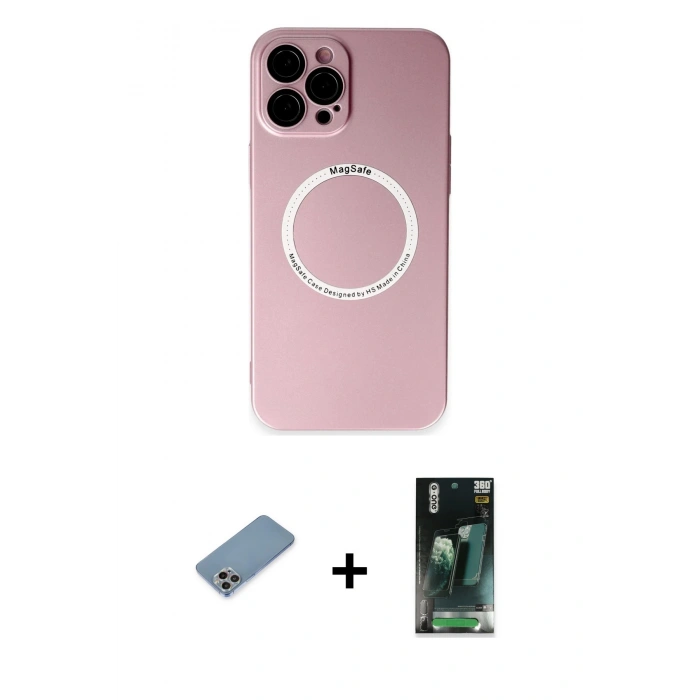 MARSİLYAN™- iPhone 12 Pro Kılıf Zirve Klasik Prime - Siyah 360 Mat Full Body Arka Koruyucu + Shine Kamera Lens Koruma Cam - GI