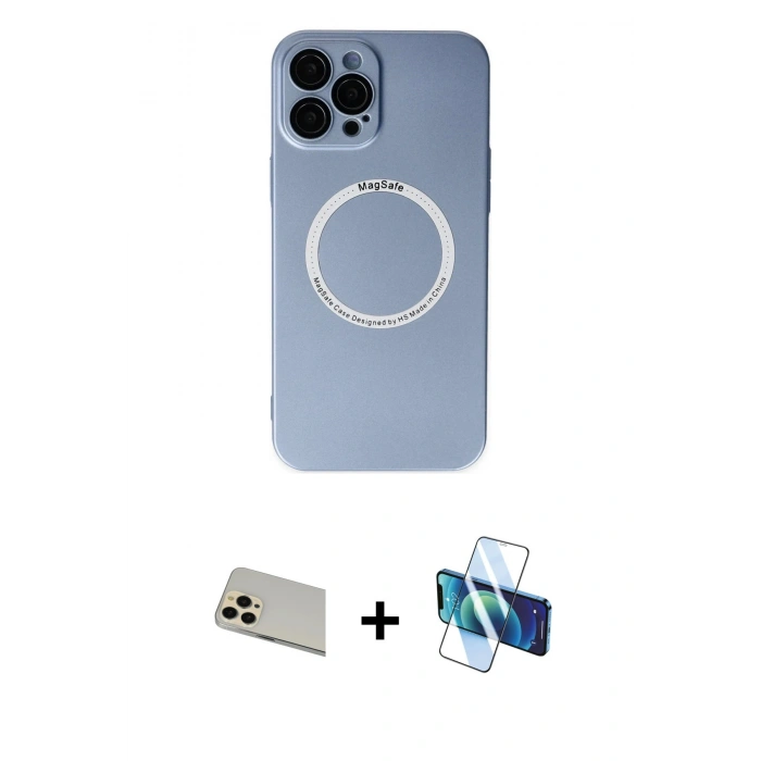 MARSİLYAN™- iPhone 12 Pro Kılıf Zirve Klasik Prime - Siyah 3D Antistatik Cam Ekran Koruyucu + Rainbow Kamera Lens Koruma Cam - GD