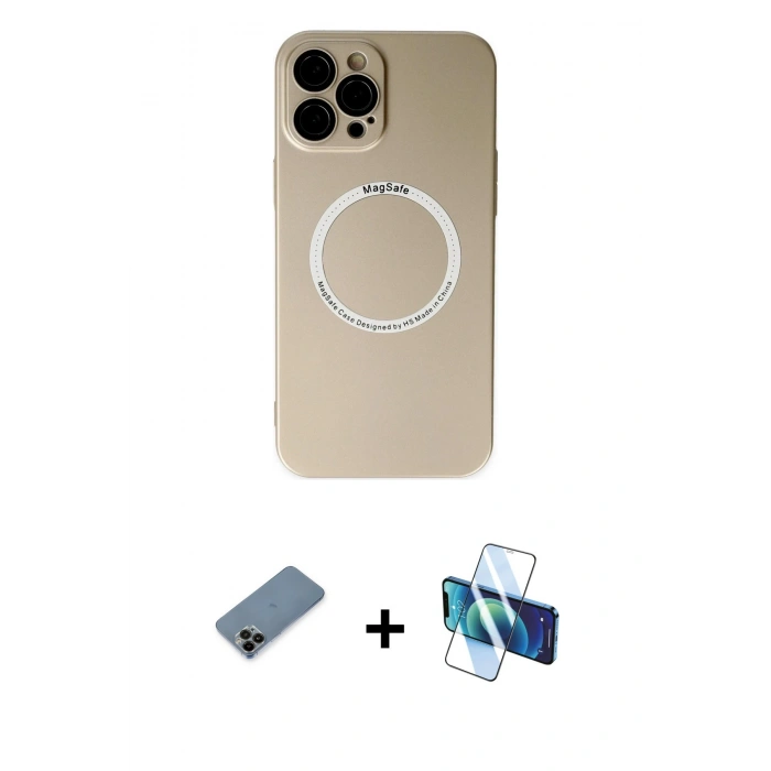 MARSİLYAN™- iPhone 12 Pro Kılıf Zirve Klasik Prime - Siyah 3D Antistatik Cam Ekran Koruyucu + Shine Kamera Lens Koruma Cam - SH