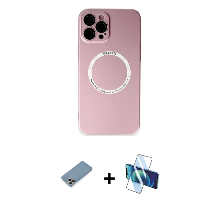 MARSİLYAN™- iPhone 12 Pro Kılıf Zirve Klasik Prime - Siyah 3D Antistatik Cam Ekran Koruyucu + Shine Kamera Lens Koruma Cam - GI