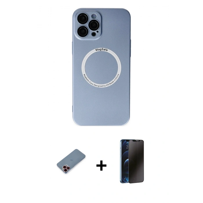 MARSİLYAN™- iPhone 12 Pro Kılıf Zirve Klasik Prime - Siyah 3D Antistatik Hayalet Cam Ekran Koruyucu + Metal Kamera Lens Koruma Cam - KI