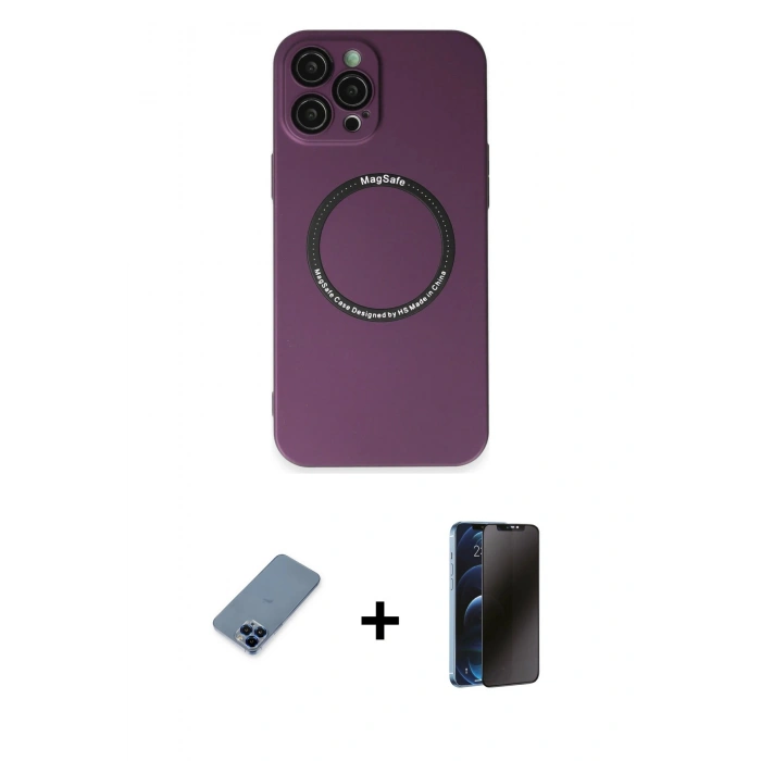 MARSİLYAN™- iPhone 12 Pro Kılıf Zirve Klasik Prime - Siyah 3D Antistatik Hayalet Cam Ekran Koruyucu + Metal Kamera Lens Koruma Cam - MI