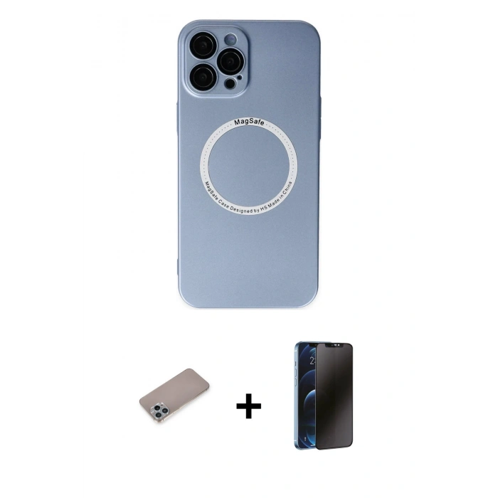 MARSİLYAN™- iPhone 12 Pro Kılıf Zirve Klasik Prime - Siyah 3D Antistatik Hayalet Cam Ekran Koruyucu + Shine Kamera Lens Koruma Cam - SABE