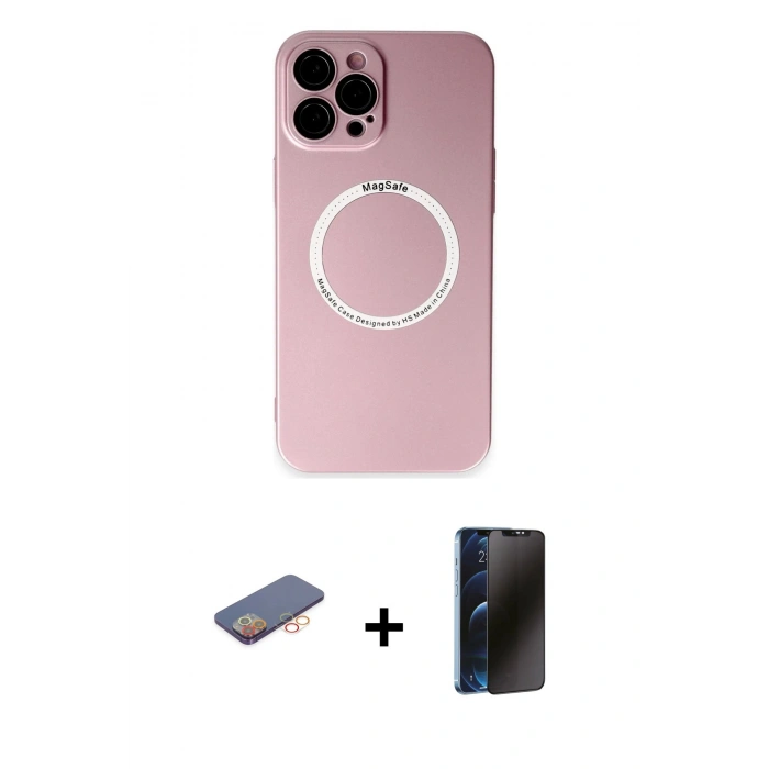 MARSİLYAN™- iPhone 12 Pro Kılıf Zirve Klasik Prime - Siyah 3D Antistatik Hayalet Cam Ekran Koruyucu + Renkli Kamera Lens Koruma Cam - TU