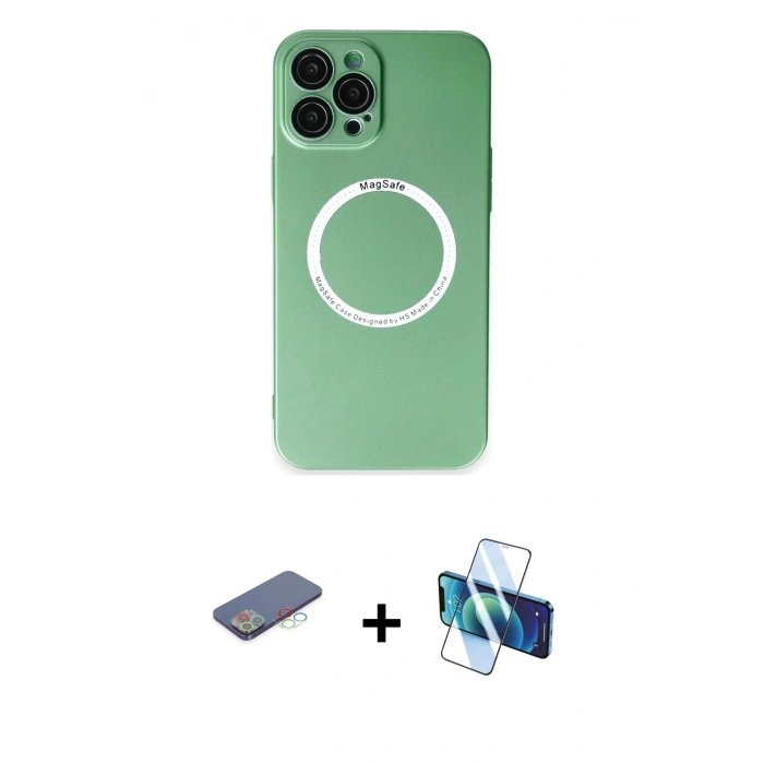 MARSİLYAN™- iPhone 12 Pro Kılıf Zirve Klasik Prime - Siyah 3D Antistatik Seramik Nano Ekran Koruyucu + Renkli Kamera Lens Koruma Cam - MI